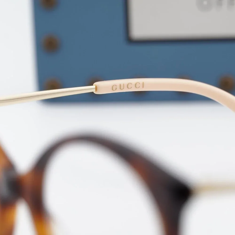 Gucci GG1009O 001 Round Eyeglasses 52mm Havana/Gold - Picture 9 of 12